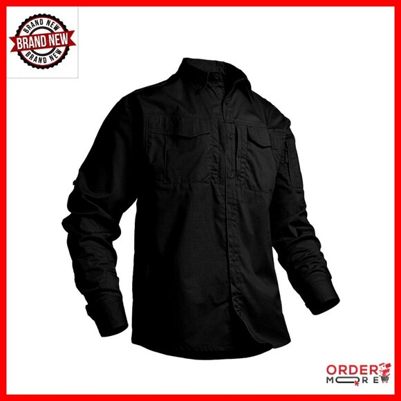 Other - Men's Long Sleeve Tactical Button Down Shirt with Zipper Pockets